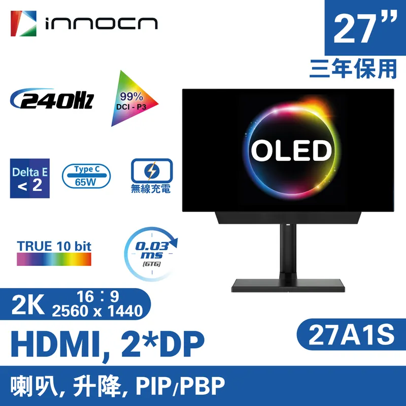 [3月中到貨] INNOCN 27A1S W-OLED 電競顯示器