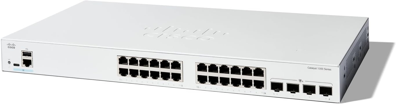 Cisco C1300 24-Port Gigabit Ethernet + 4-Port 10G SFP+ Uplink Managed 交換機 - C1300-24T-4X-UK