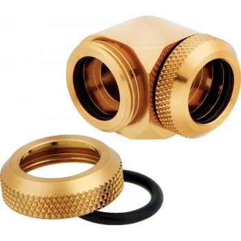 Corsair Fitting (hard tube)XF Hardline 2-pack (90° Angled 12mm OD compression; Gold)