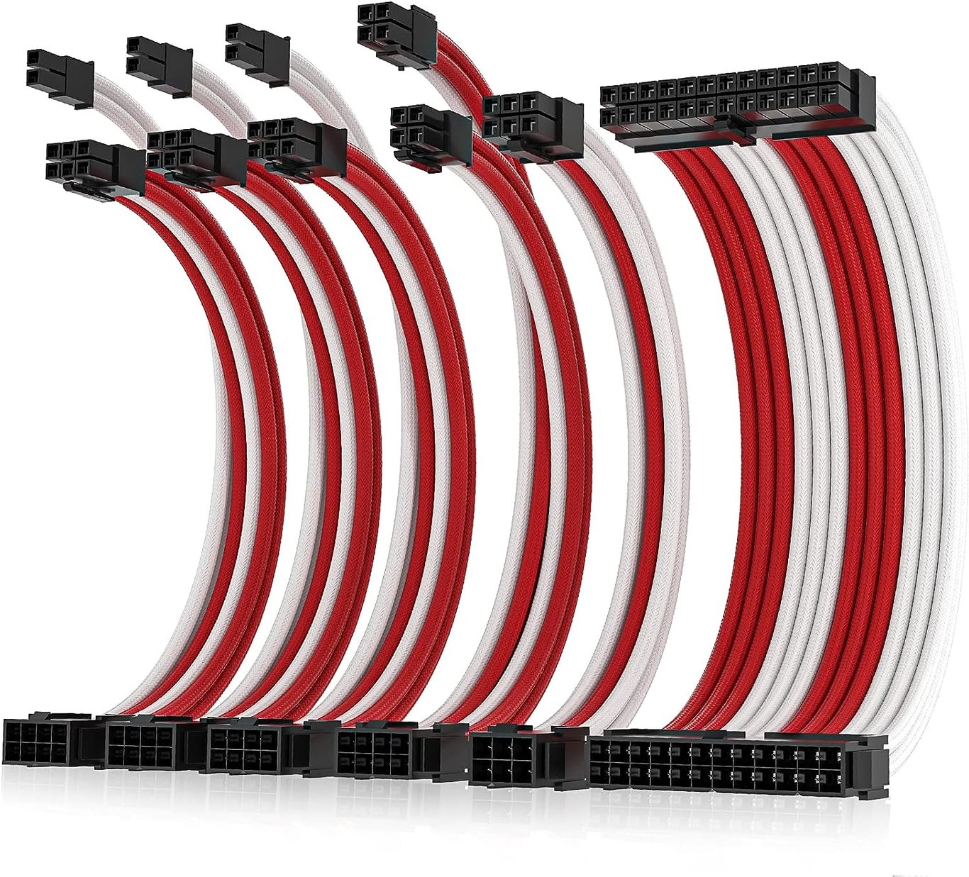 【線低價優惠】AsiaHorse Pro-6 Sleeved Extension Cable Kit - 紅白色