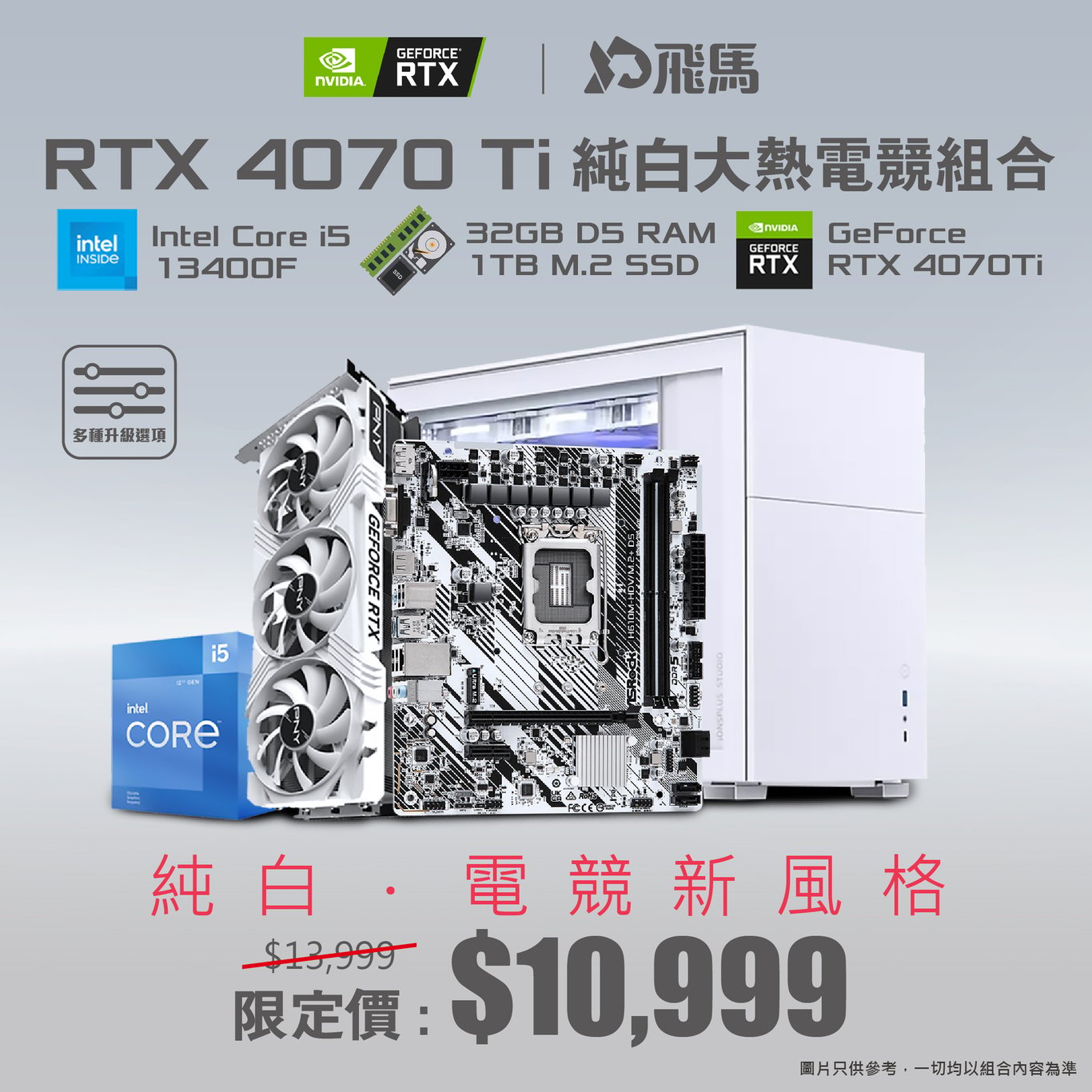 【簡約白】RTX 4070 Ti 純白大熱電競組合