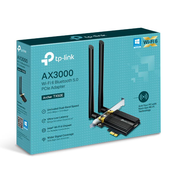 TP-Link Archer TX50E AX3000 雙頻3.0Gbps WiFi 6 藍牙 5.0 PCIe 無線網路卡
