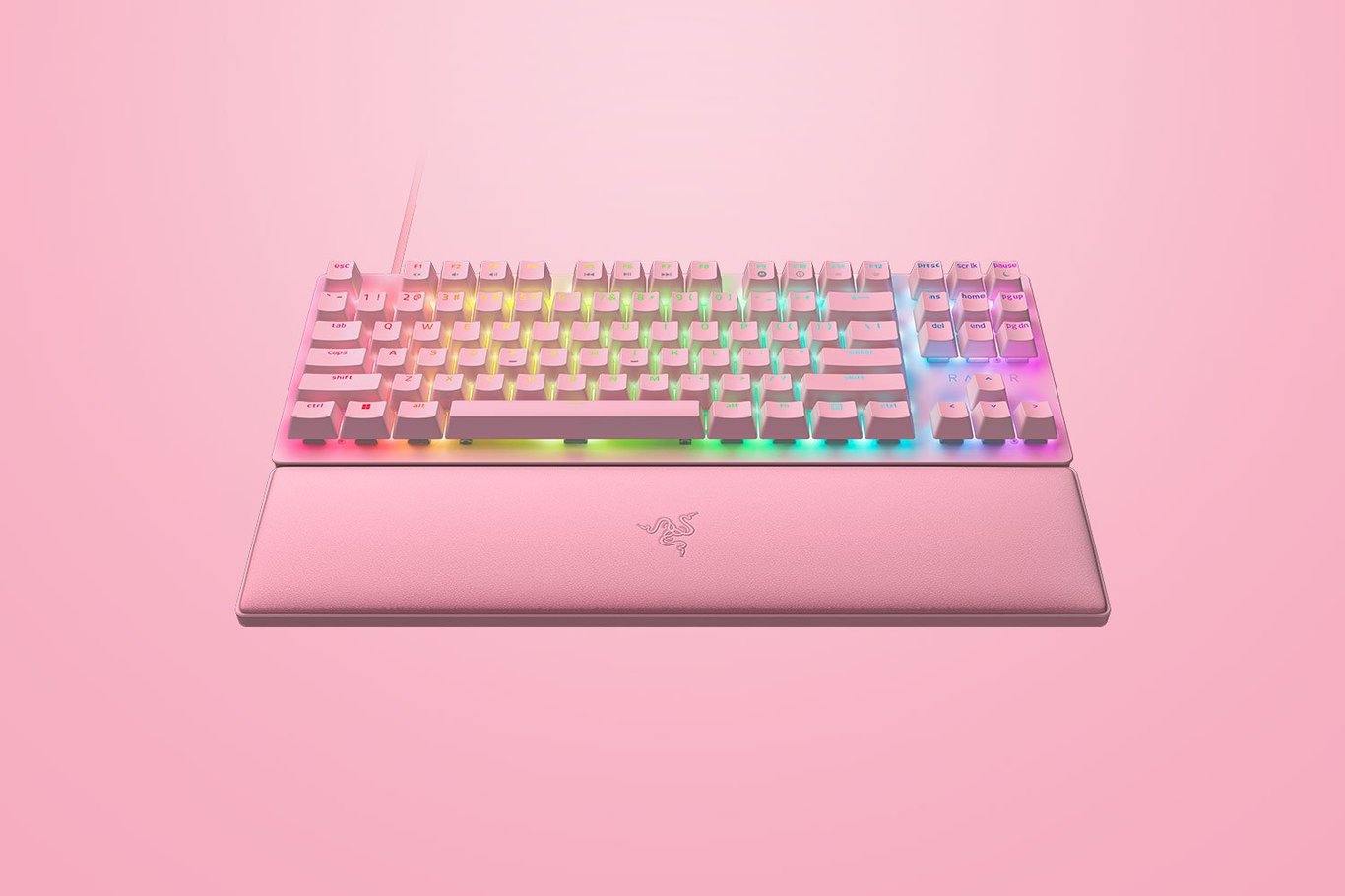Razer Huntsman V2 Tenkeyless 光學遊戲鍵盤 (線性紅軸)(Quartz粉紅色)