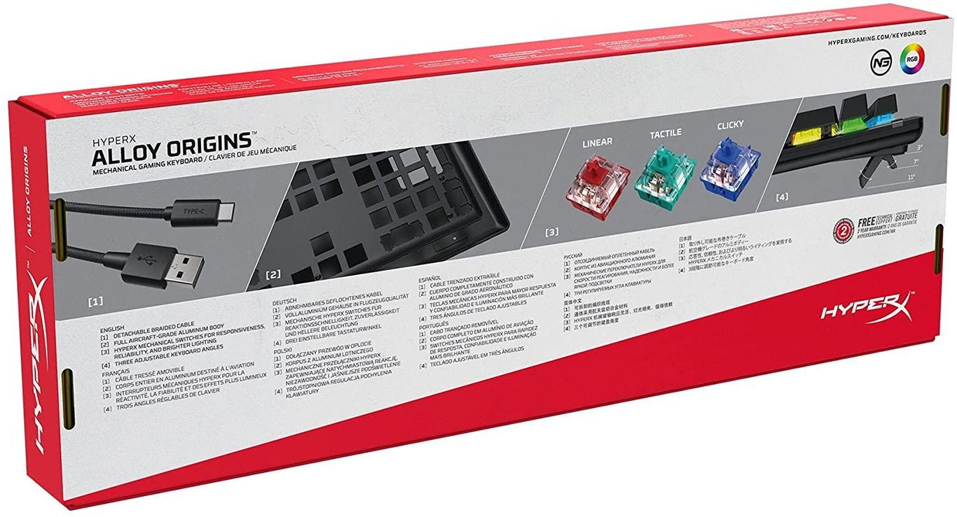 HyperX Alloy Origins 104Keys 電競遊戲鍵盤 (HyperX Aqua Switch 英文)