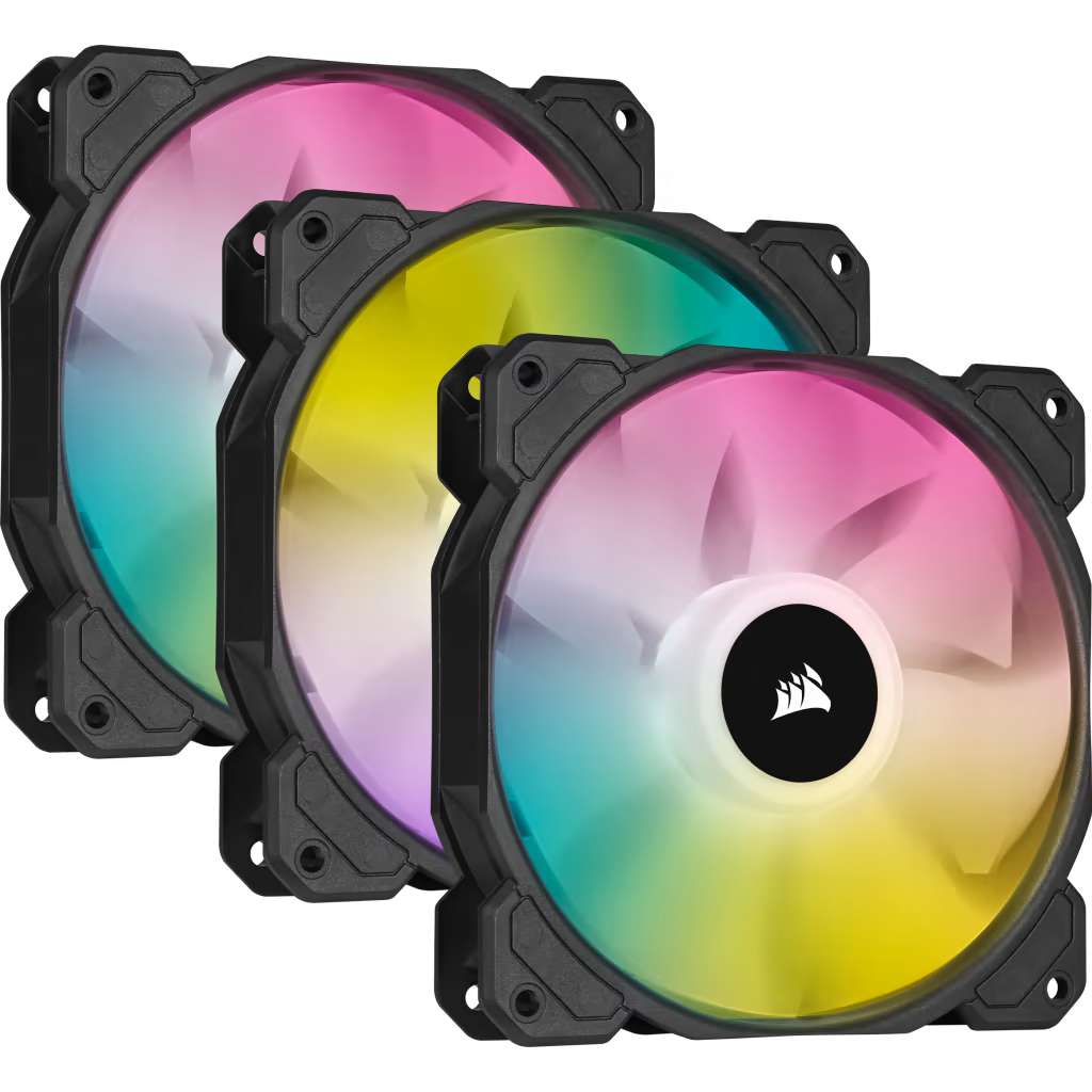 [ARGB風扇] Corsair iCUE SP120 RGB ELITE Performance 120mm PWM Fan — Triple Pack with Lighting Node CORE (3把黑色套裝)