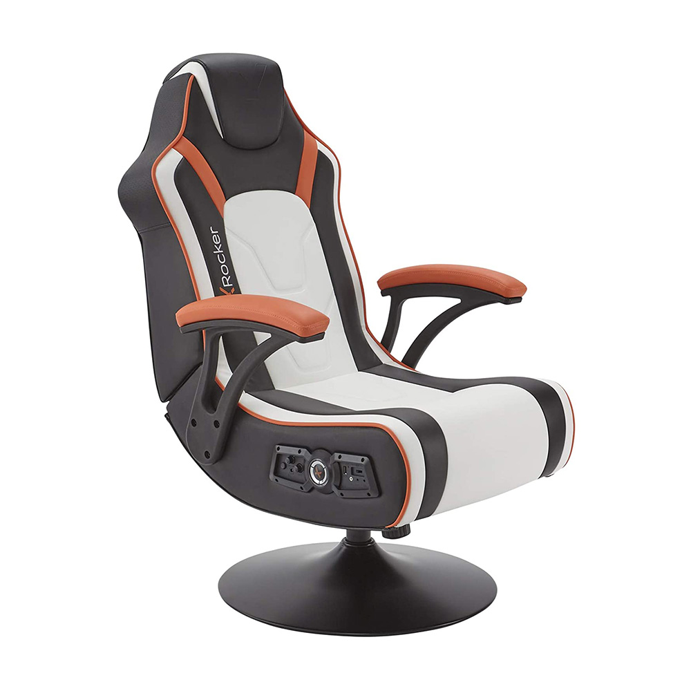X Rocker Torque 2.1 Dual Pedestal 震動人體工學電競椅 - White/Black/Orange 白黑橙色