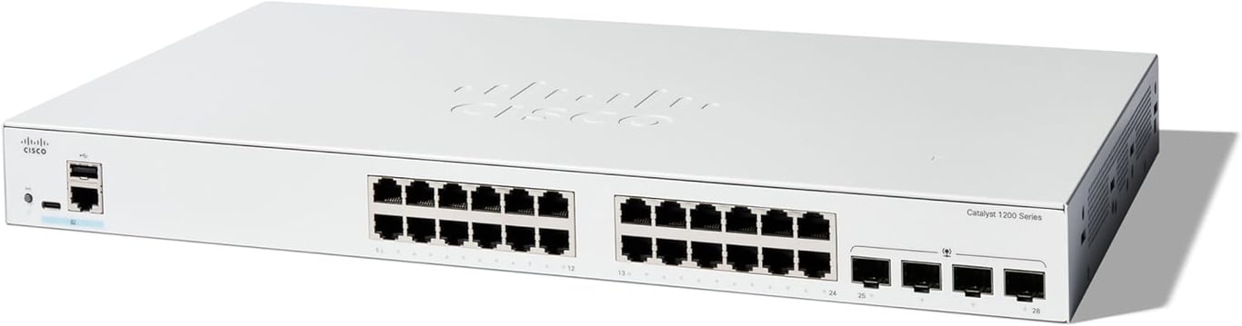 Cisco C1200 24-Port Gigabit Ethernet + 4-Port 10G SFP+ Uplink Managed 智能交換機 - C1200-24T-4X-UK