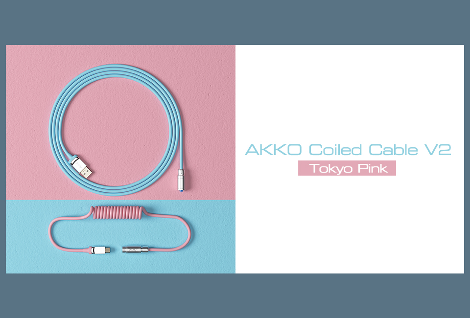 Akko Custom Coiled Aviator Cable V2 Tokyo Pink