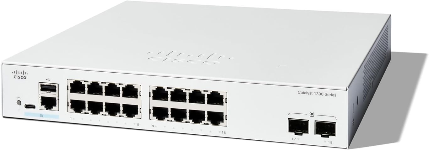 Cisco C1300 16-Port Gigabit + 2-Port Gigabit SFP Uplink Managed 交換機 - C1300-16T-2G-UK