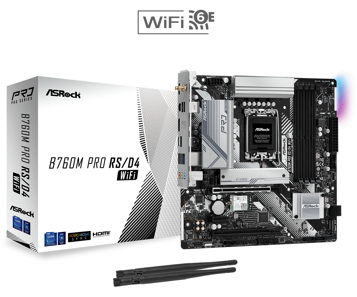 ASRock  B760M PRO RS/D4 WIFI Micro-ATX  (DDR4)