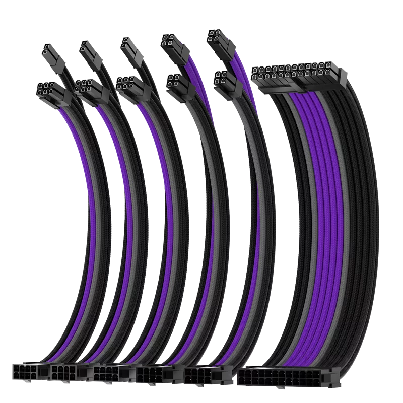 AsiaHorse Pro-6 Sleeved Extension Cable Kit - Black Purple 黑紫色