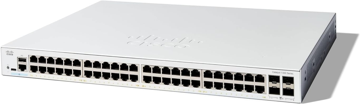Cisco C1300 48-Port Gigabit Ethernet + 4-Port 10G SFP+ Uplink Managed 交換機 - C1300-48T-4X-UK