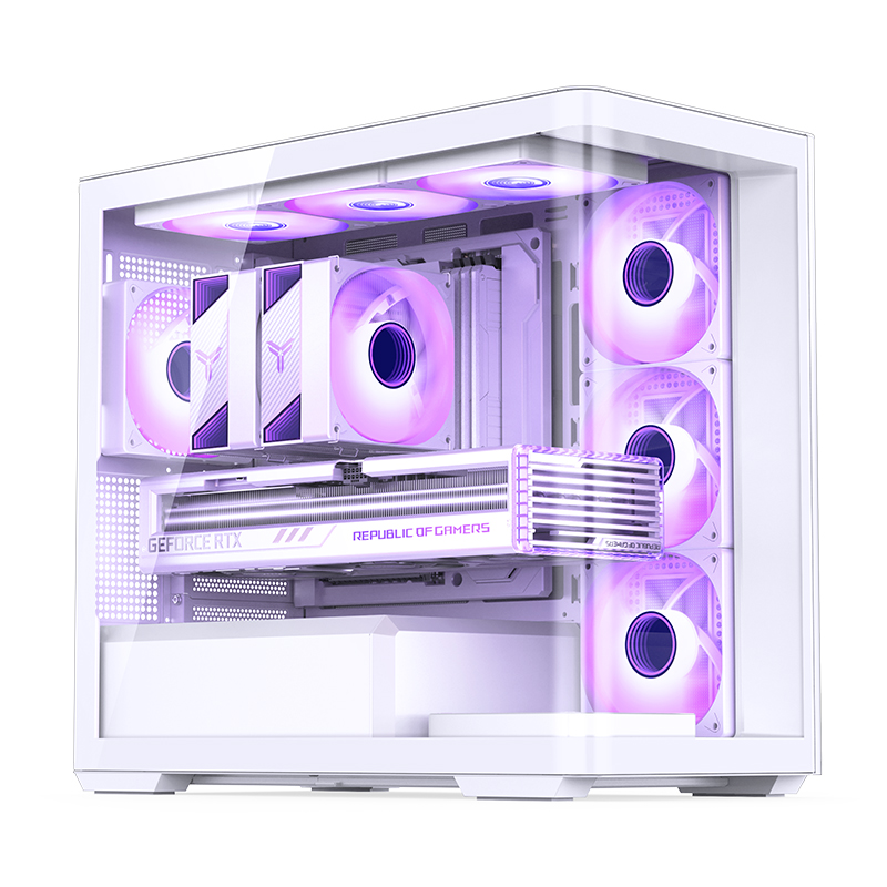 Jonsbo D300 無中柱全景玻璃 Micro-ATX 機箱 - White 白色