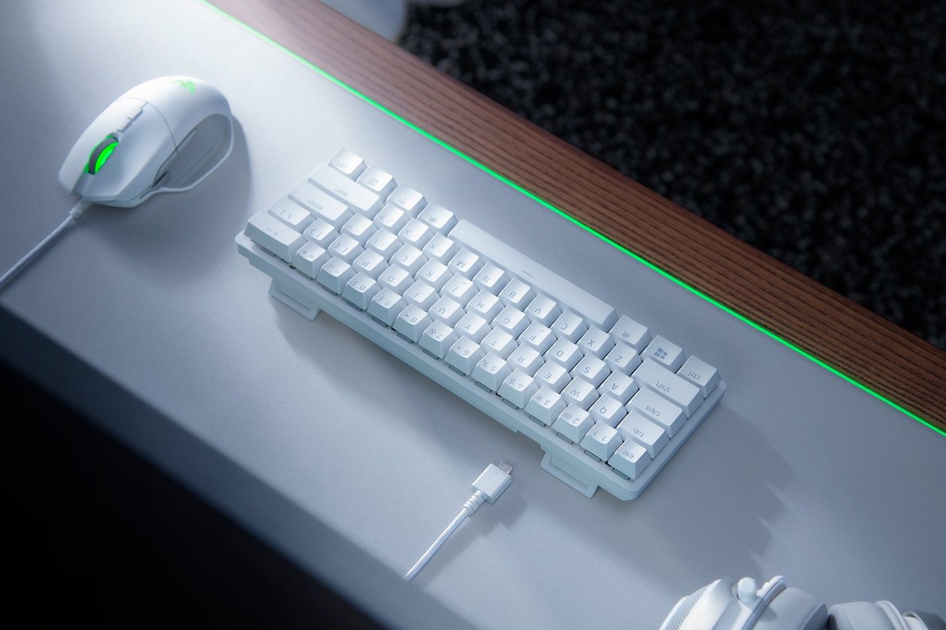 Razer Huntsman Mini 光學遊戲鍵盤 (有聲紫軸) - 白色