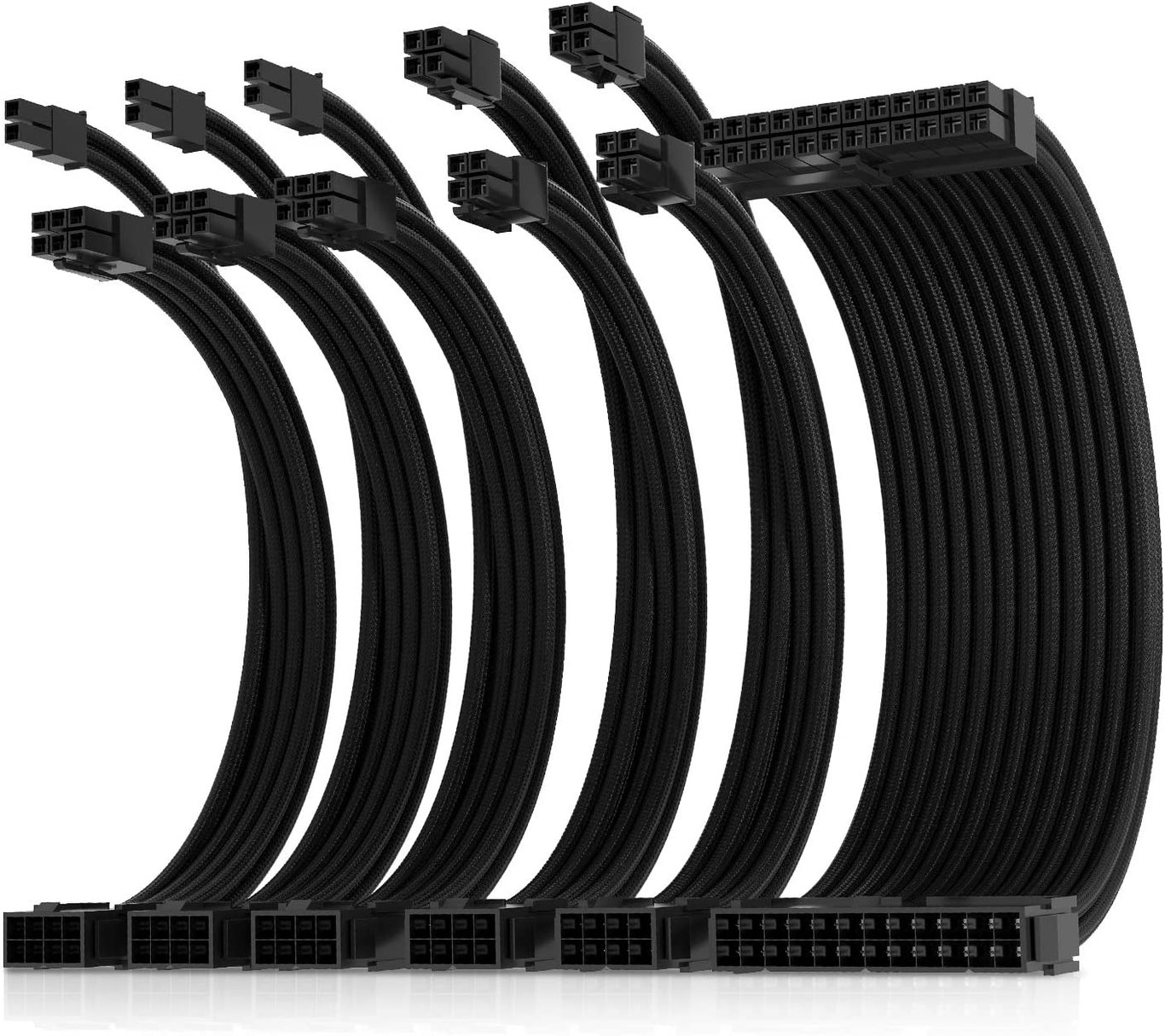AsiaHorse Pro-6 Sleeved Extension Cable Kit - Black -1